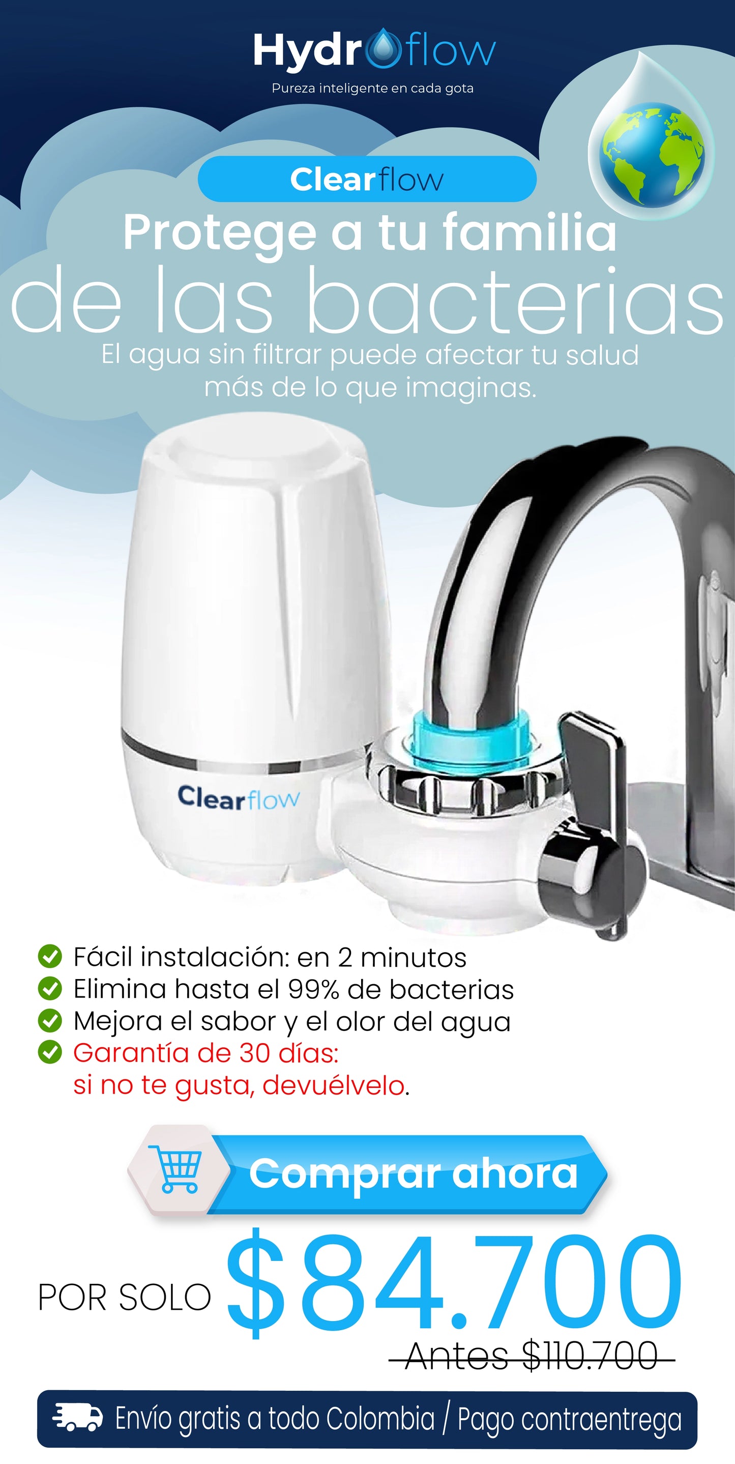 CLEARFLOW - FILTRO PURIFICADOR DE AGUA