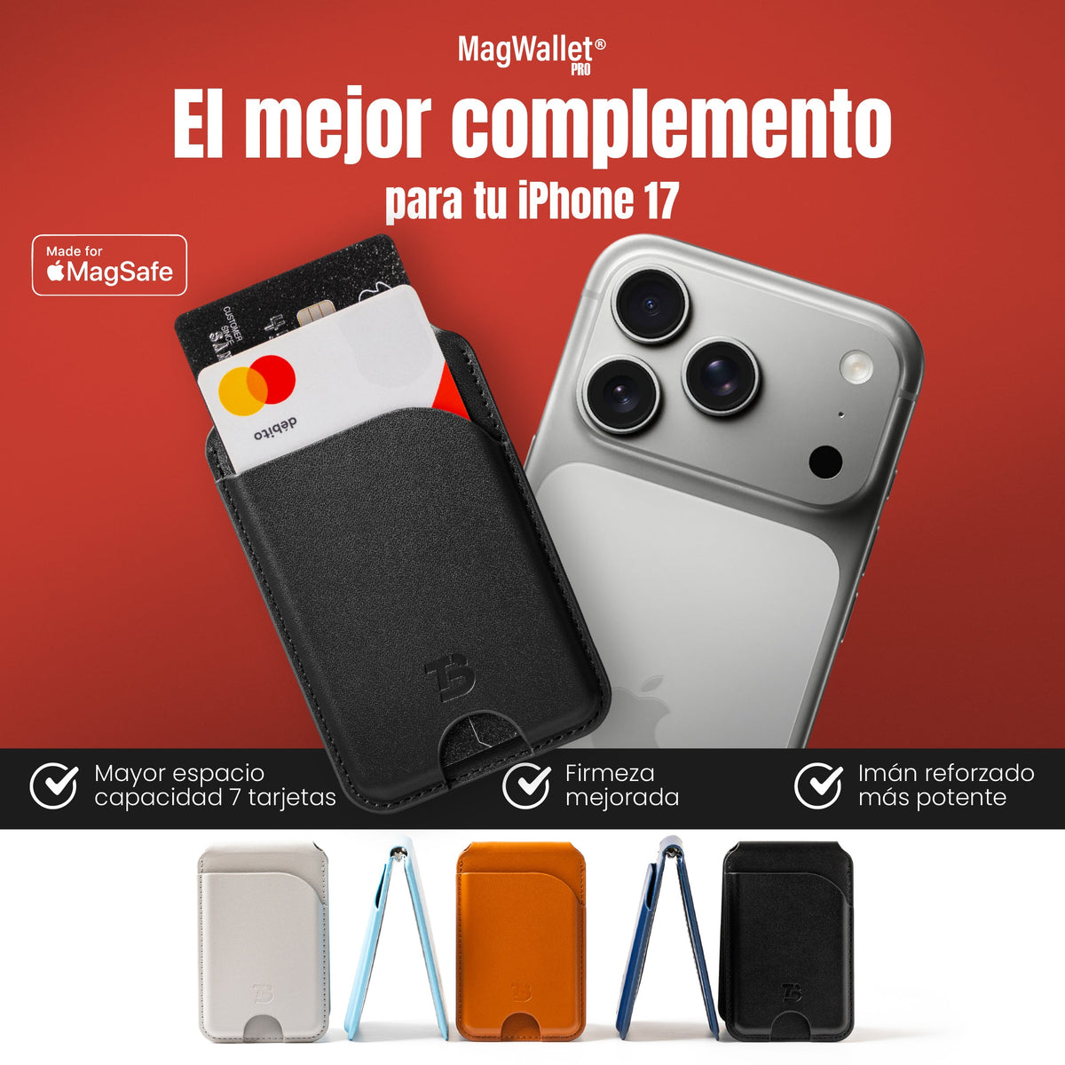 MagWallet Pro ™  |  2 en 1 Billetera Magnética y soporte con MagSafe