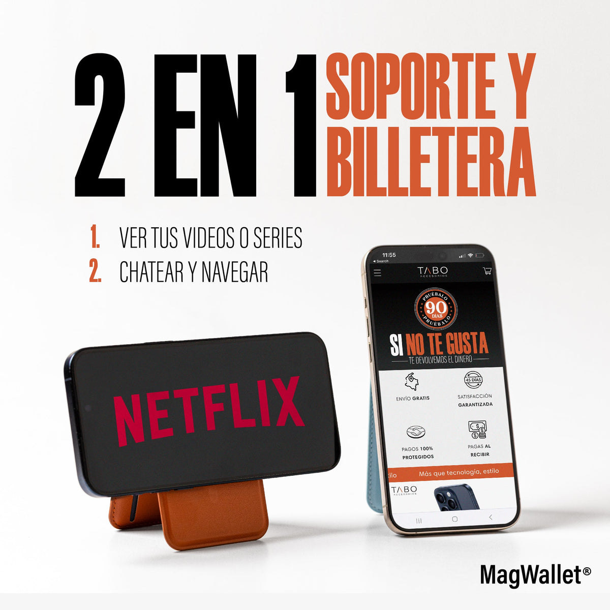 MagWallet Pro ™  |  2 en 1 Billetera Magnética y soporte con MagSafe
