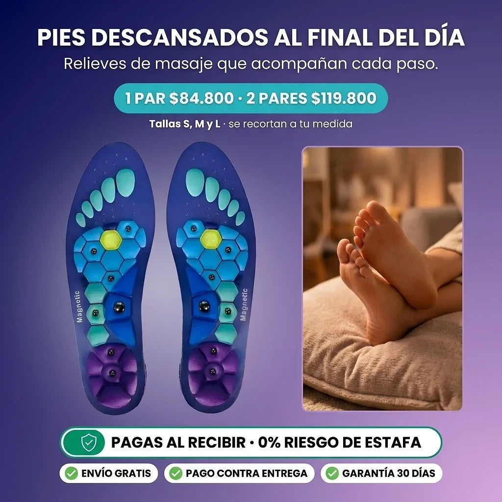 Plantillas Magnéticas de Acupresión | Masaje y Comodidad en Cada Paso · Tallas S, M y L