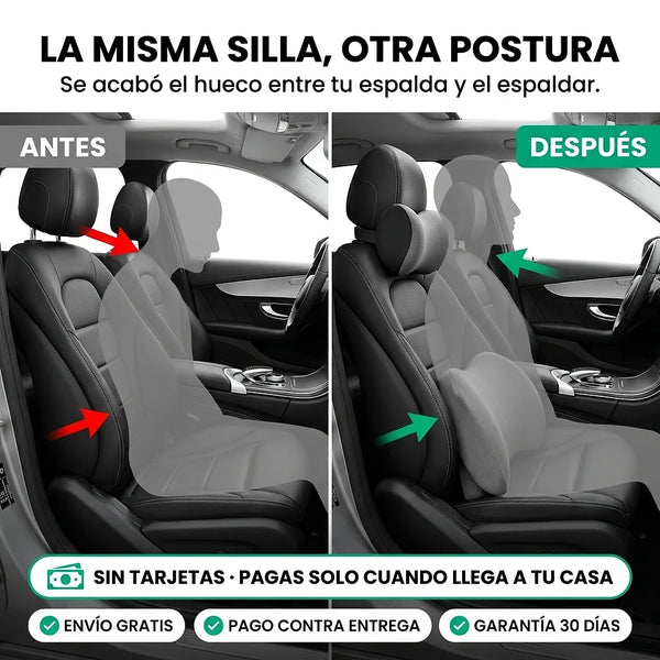 Antes y después de la postura en el asiento del carro