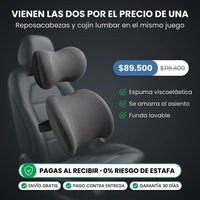Juego de Almohada Lumbar y Reposacabezas para Carro | Espuma Viscoelástica · 2 Piezas - 2