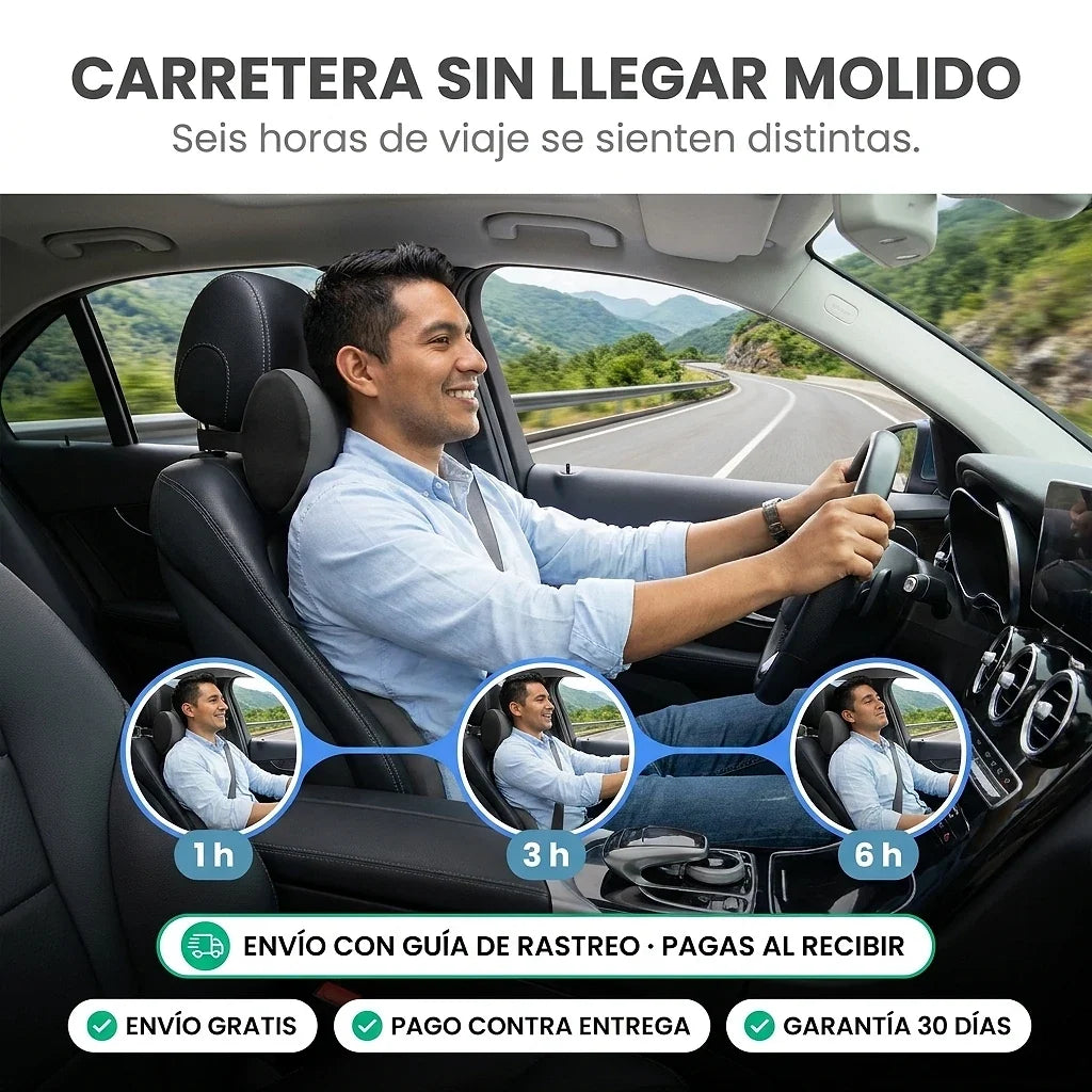 Juego de Almohada Lumbar y Reposacabezas para Carro | Espuma Viscoelástica · 2 Piezas