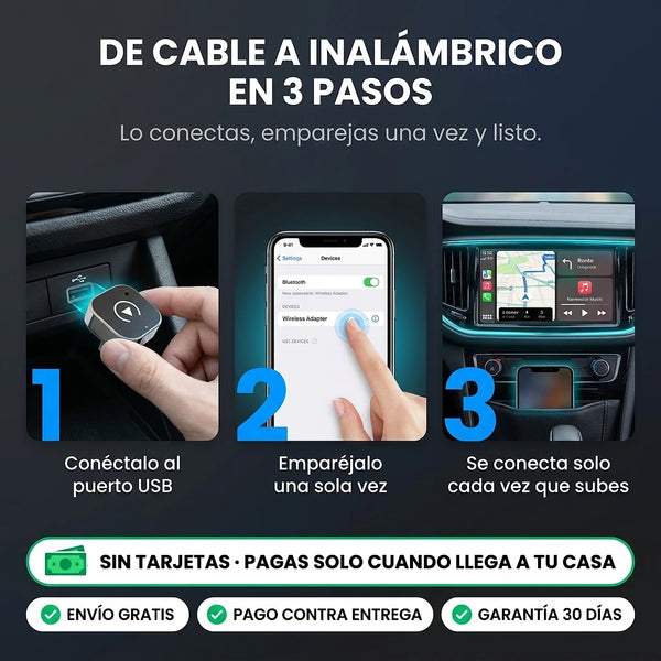Tres pasos para pasar de CarPlay con cable a inalámbrico