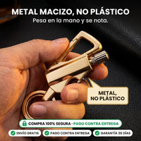 Encendedor Llavero 3 en 1 Recargable | Mosquetón y Destapador en Metal Dorado - 3