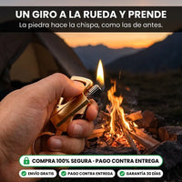 Encendedor Llavero 3 en 1 Recargable | Mosquetón y Destapador en Metal Dorado - 4