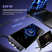Cable USB-C 240W con Soporte Invisible y Ultra Resistente | 1.5 mts - 6