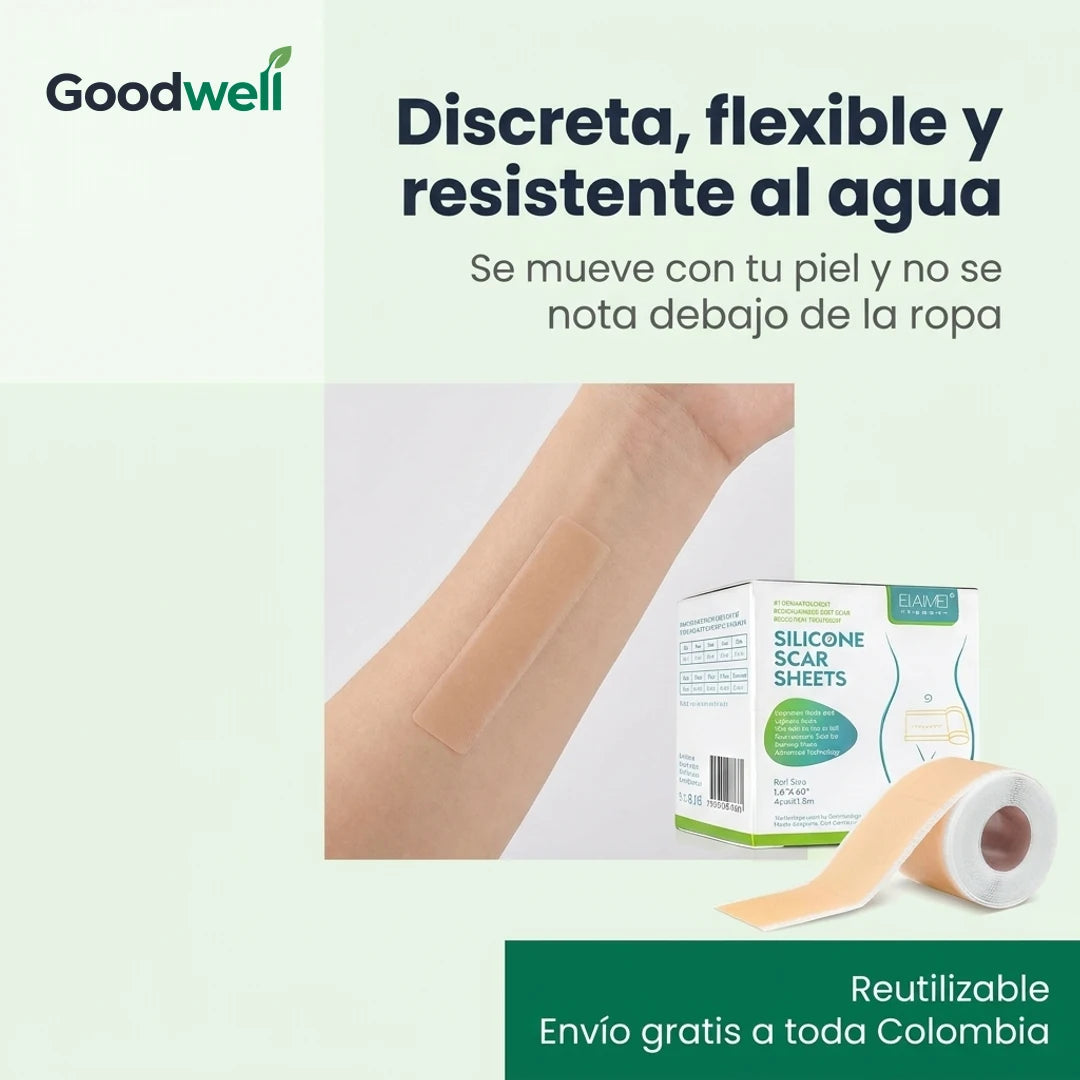 Cinta de silicona para cicatrices · discreta