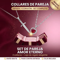 Set Collares de Pareja — Espada + Corazón · iNCLUYE CAJA REGALO - 1