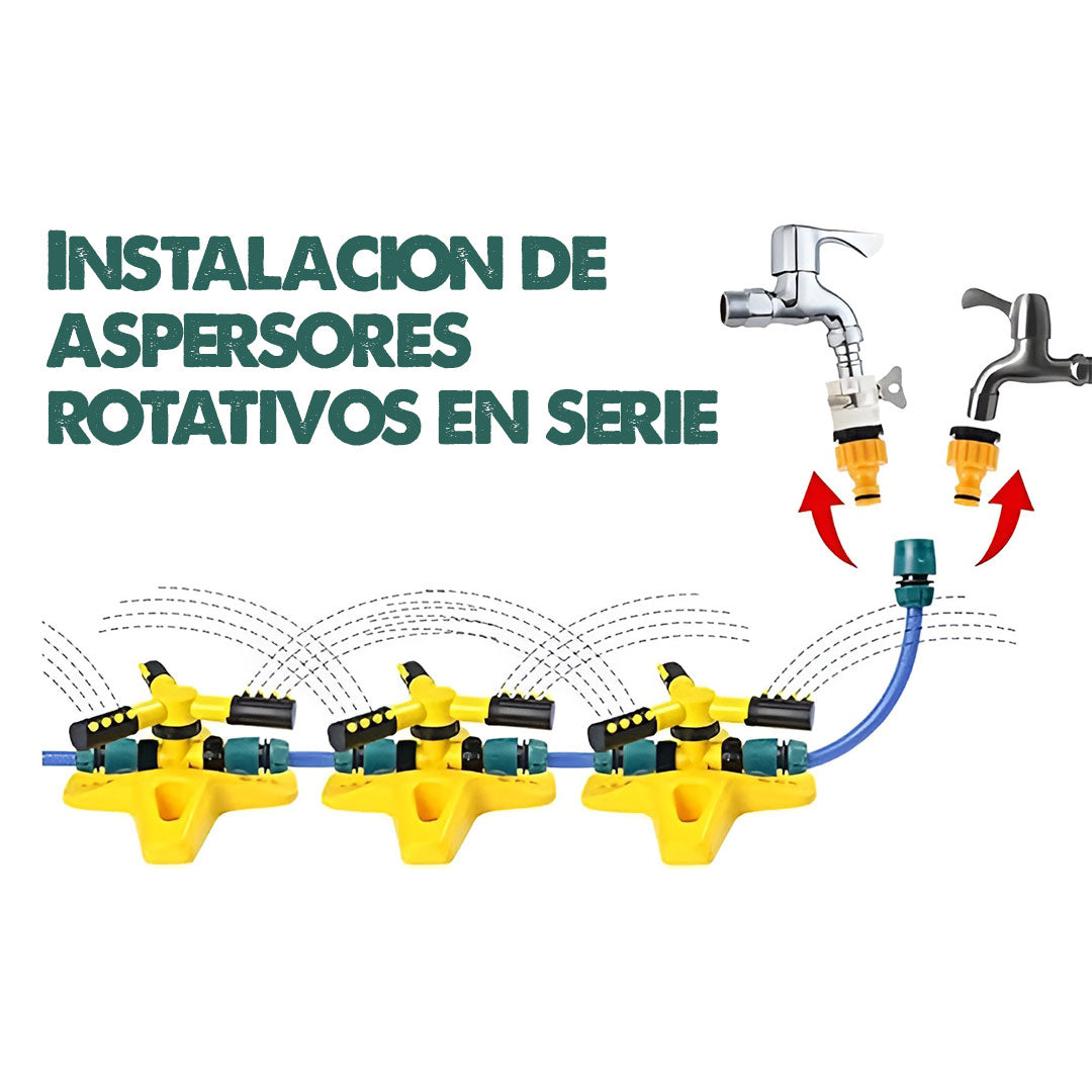 RainFlow Pro | Rotación 360° que cubre cada rincón del jardín ⭐