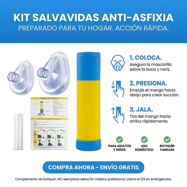 Manos usando dispositivo anti-atragantamiento en maniquí