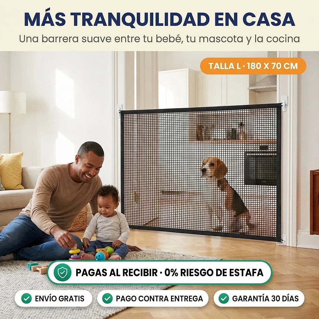 Malla de Seguridad para Mascotas y Bebés | Se Instala sin Taladro · 180 x 70 cm