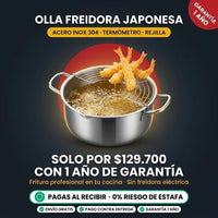 Olla Freidora Japonesa Gourmet 304 con Termómetro y Rejilla | Frituras Perfectas - 3