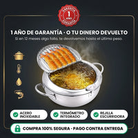 Olla Freidora Japonesa Gourmet 304 con Termómetro y Rejilla | Frituras Perfectas - 2