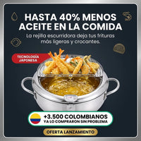 Olla Freidora Japonesa Gourmet 304 con Termómetro y Rejilla | Frituras Perfectas - 1