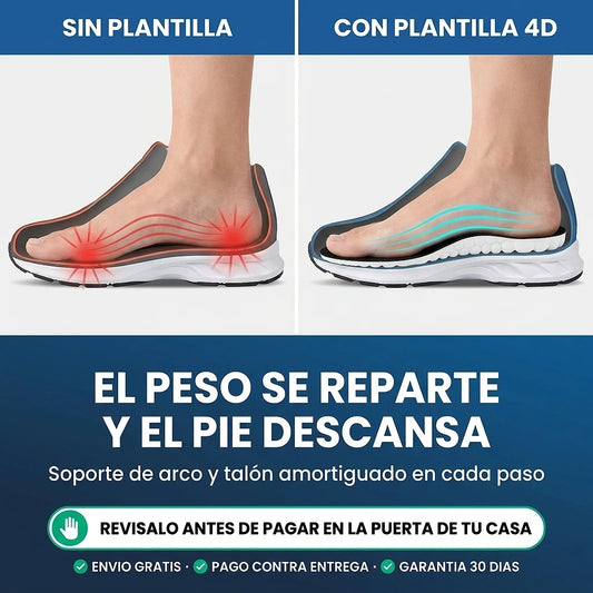 Plantillas 4D con Soporte de Arco | Alivio para Pies Cansados · Tallas 35 a 42