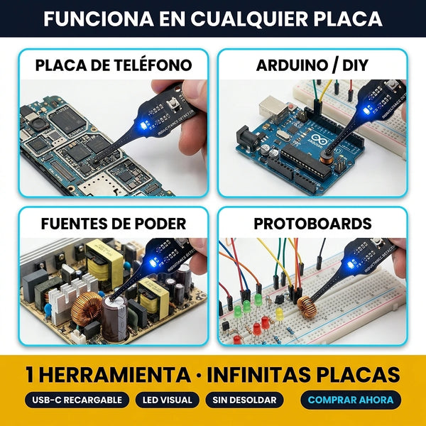 Microscopio y herramientas de reparación electrónica de precisión