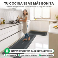 Kit de 2 Tapetes Antifatiga para Cocina | Acolchados, Antideslizantes e Impermeables - 2